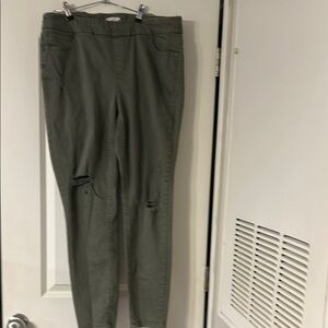 Women's Olive Distressed Jeans